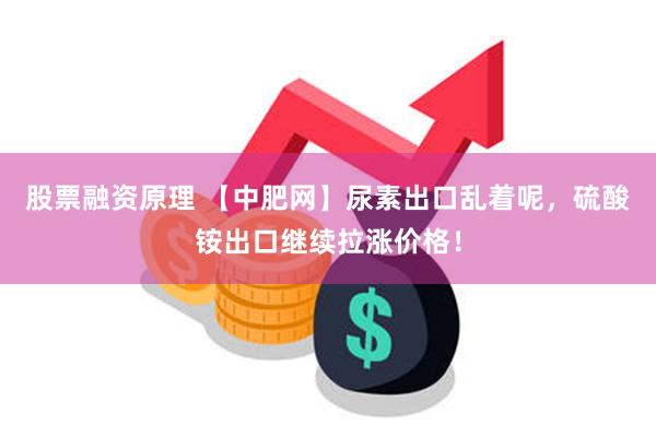 股票融资原理 【中肥网】尿素出口乱着呢，硫酸铵出口继续拉涨价格！