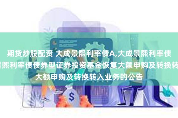 期货炒股配资 大成景熙利率债A,大成景熙利率债C: 关于大成景熙利率债债券型证券投资基金恢复大额申购及转换转入业务的公告
