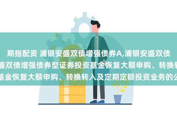 期指配资 浦银安盛双债增强债券A,浦银安盛双债增强债券C: 关于浦银安盛双债增强债券型证券投资基金恢复大额申购、转换转入及定期定额投资业务的公告